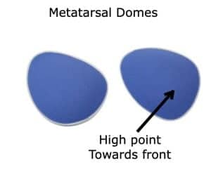 A phot of 2 metatarsal domes which are used to relieve neuromas.